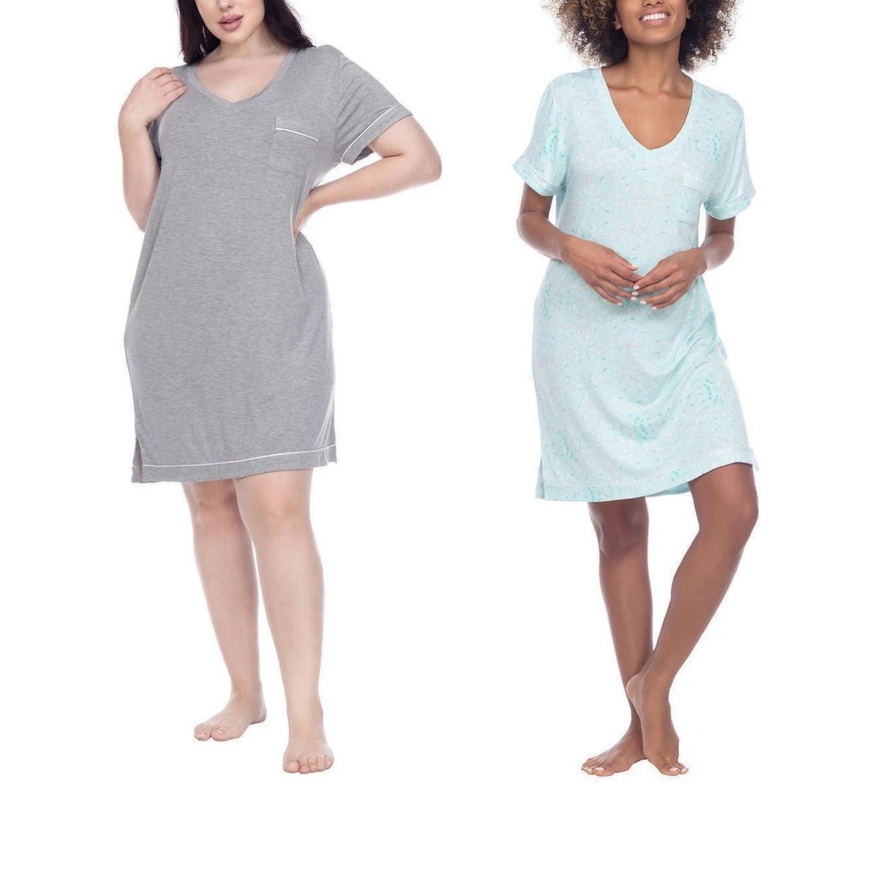 NWT Honeydew Super Soft Jersey Ladies Sleep Shirt Dress Women's S Gray/Mint Knit